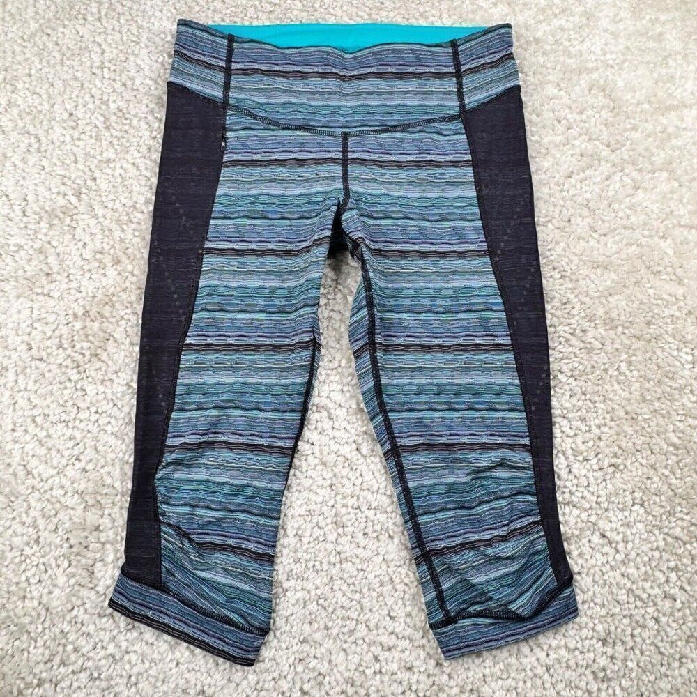 Lululemon Blue Mesh Ruched Crop Legging